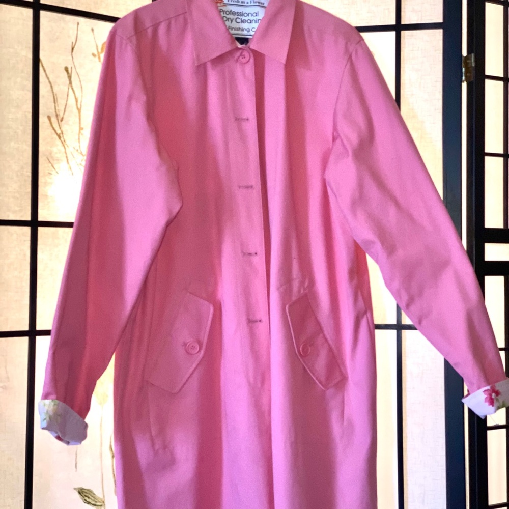 Reversible XL overcoat pink/floral & pockets